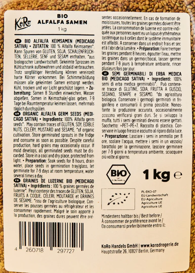 Bio Alfalfa Samen 1 kg