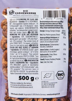 Bio Cashewkerne mit Olive und Rosmarin 500 g