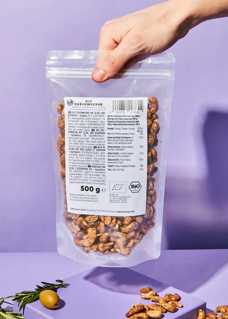 Bio Cashewkerne mit Olive und Rosmarin 500 g