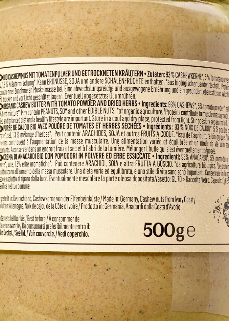 Bio Cashewmus Tomate Kräuter 500 g