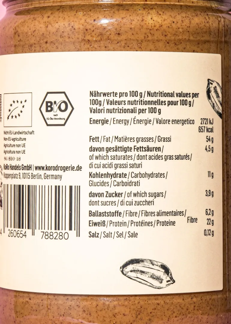 Bio Erdnussmus mit Haut 500 g