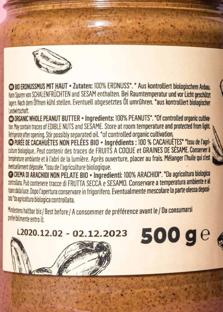 Bio Erdnussmus mit Haut 500 g
