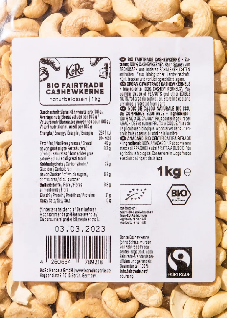 Bio Fairtrade Cashewkerne 1 kg