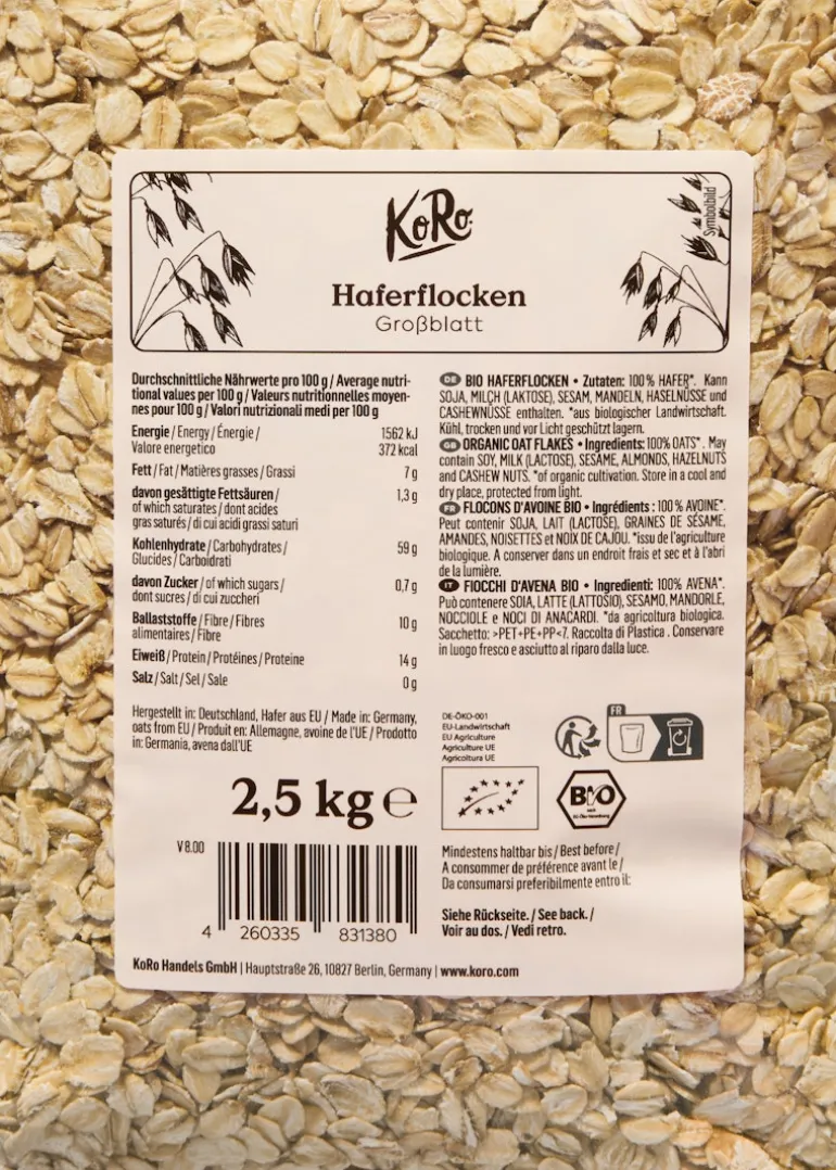 Bio Haferflocken Großblatt 2,5 kg