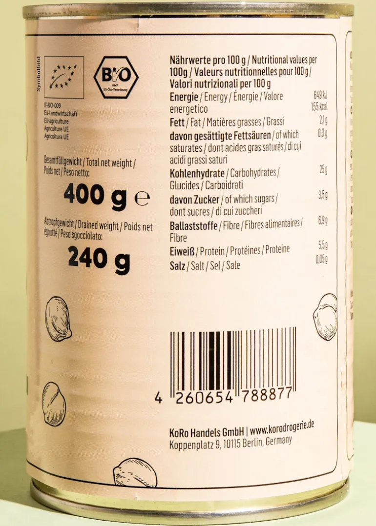 Bio Kichererbsen in der Dose 240 g