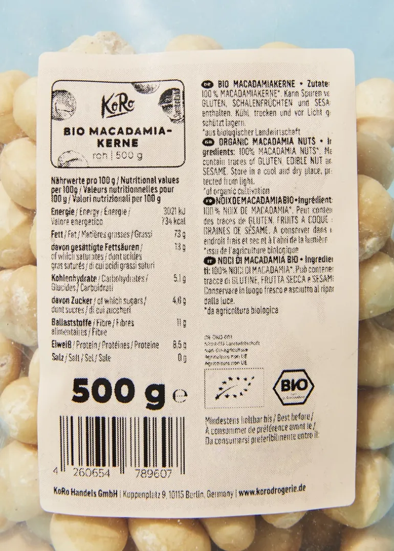 Bio Macadamiakerne 500 g