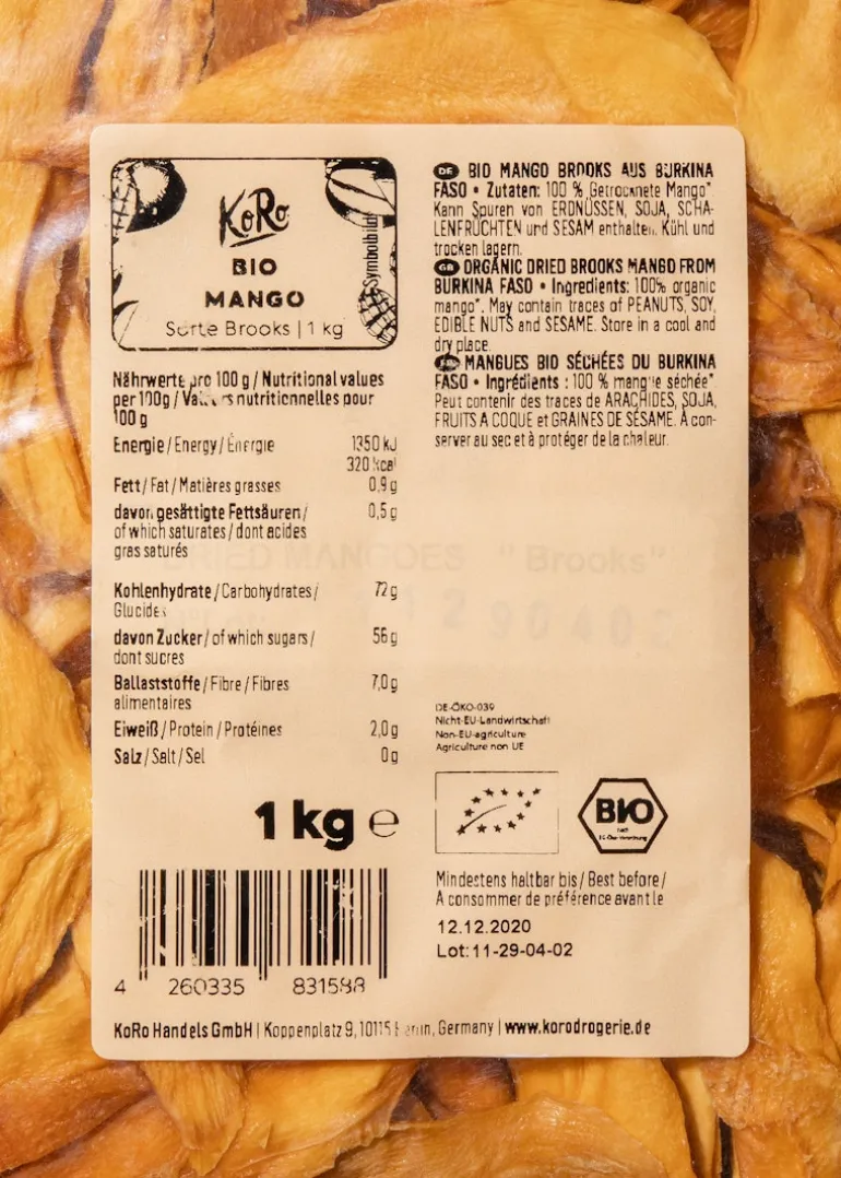 Bio Mangostreifen Brooks 1 kg