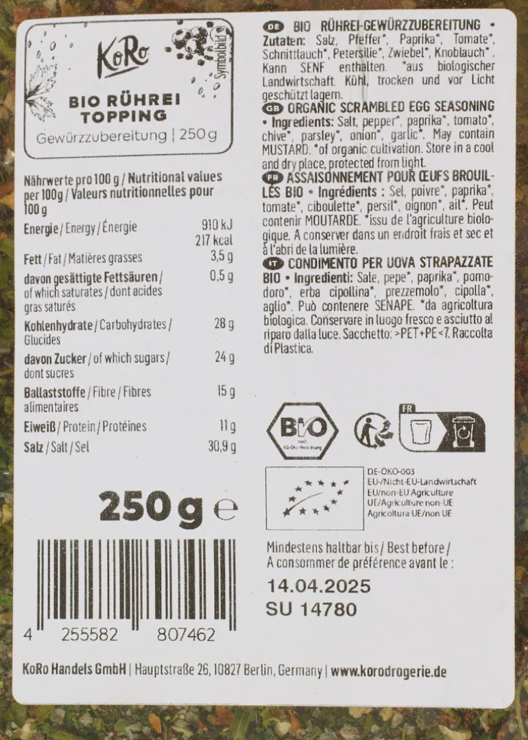 Bio Rührei Gewürz 250 g