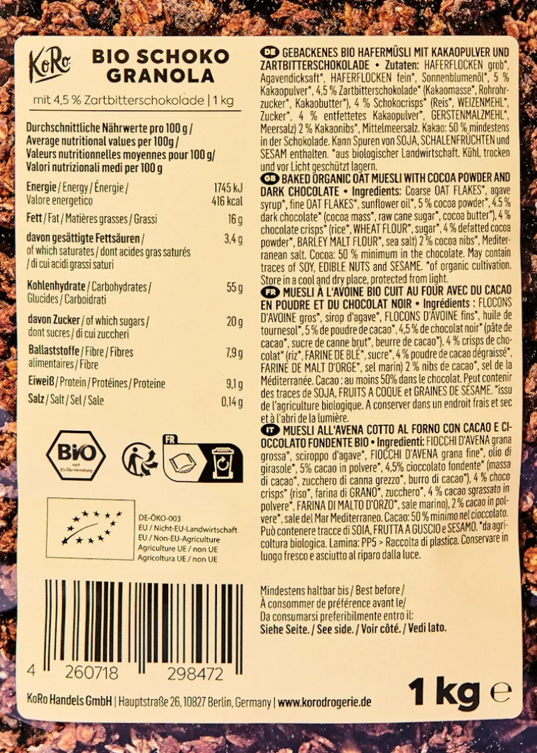Bio Schoko Granola 1 kg