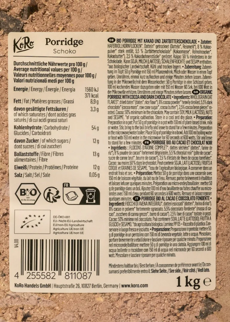 Bio Schoko Porridge 1 kg