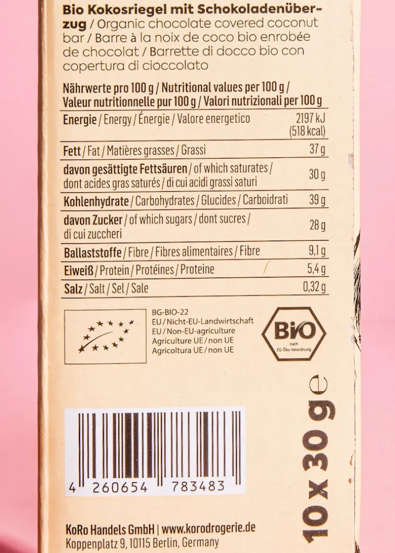 Bio Schoko-Kokos-Riegel 30 g