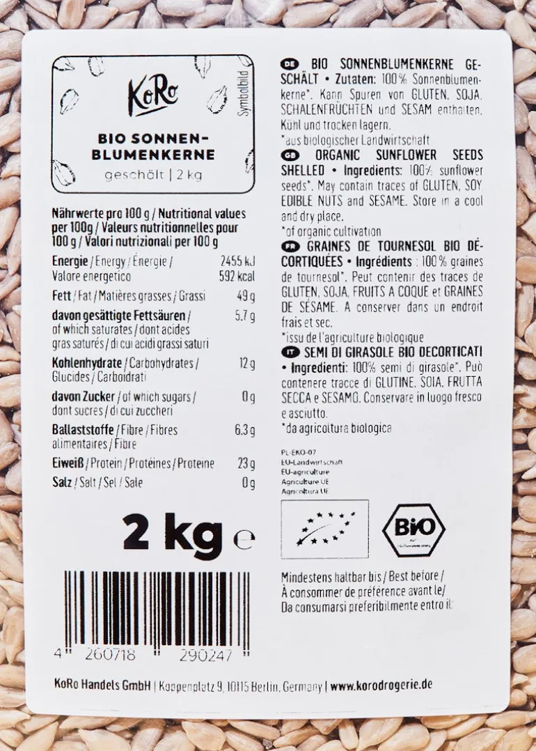 Bio Sonnenblumenkerne 2 kg