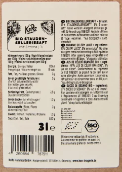 Bio Staudenselleriesaft mit Zitrone Bag-in-Box 3 L