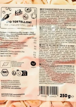Bio Tortelloni mit Linse und Chili 250 g