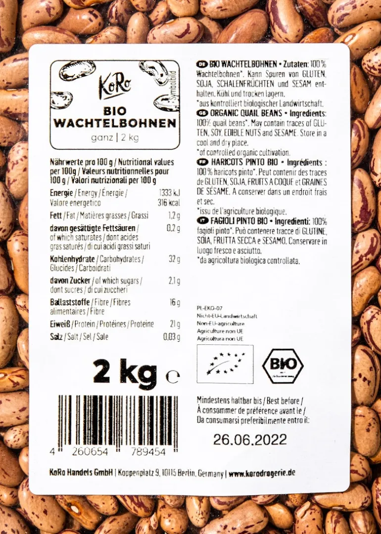 Bio Wachtelbohnen 2 kg