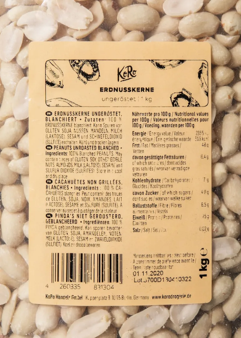 Blanchierte Erdnusskerne 1 kg