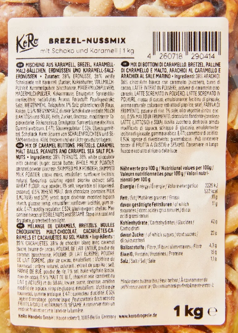 Brezel-Nussmix mit Schokolade und Karamell 1 kg