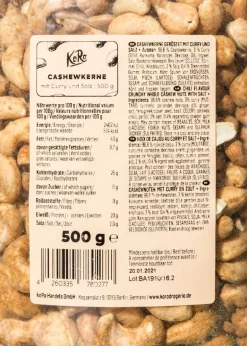 Cashewkerne mit Curry ohne Geschmacksverstärker 500 g