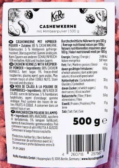 Cashewkerne mit Himbeerpulver 500 g