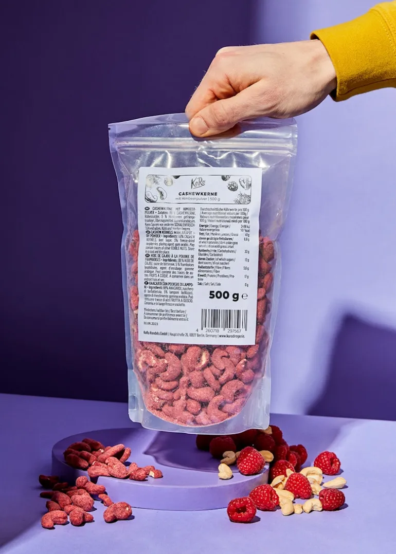 Cashewkerne mit Himbeerpulver 500 g