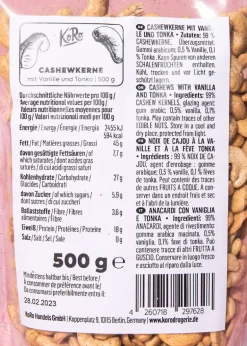 Cashewkerne mit Vanille und Tonka 500 g