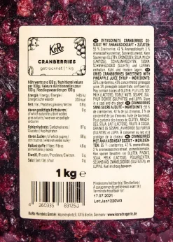 Cranberrys mit Ananasdicksaft gesüßt 1 kg
