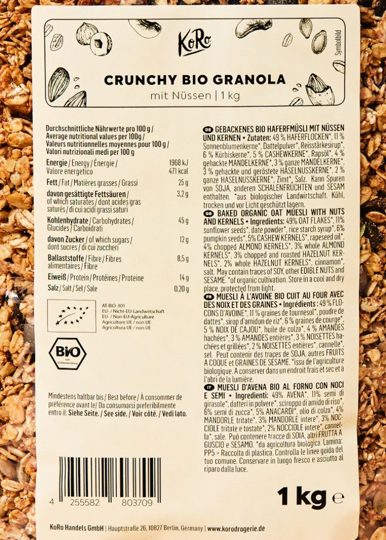 Crunchy Bio Granola mit Nüssen 1 kg