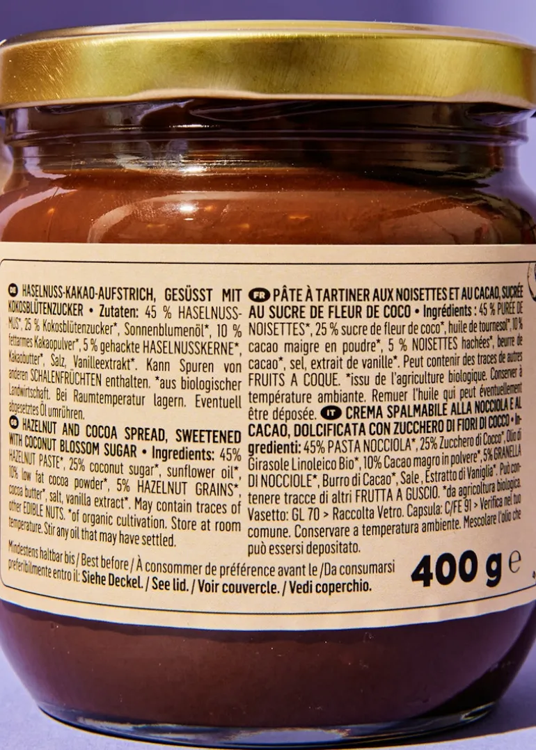 Crunchy Bio Haselnusscreme mit Kakao 400 g