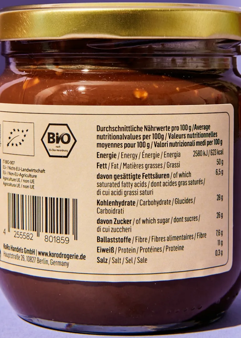 Crunchy Bio Haselnusscreme mit Kakao 400 g