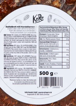 Dattelbrot mit Mandeln 500 g