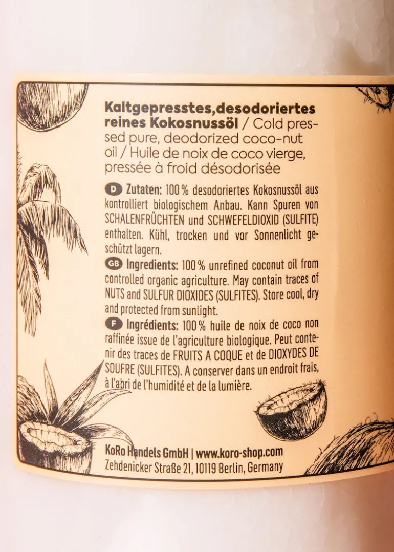 Desodoriertes Bio Kokosöl 1 L