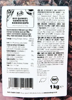 Dunkel geröstete Bio Kokoschips mit Kakao 1 kg