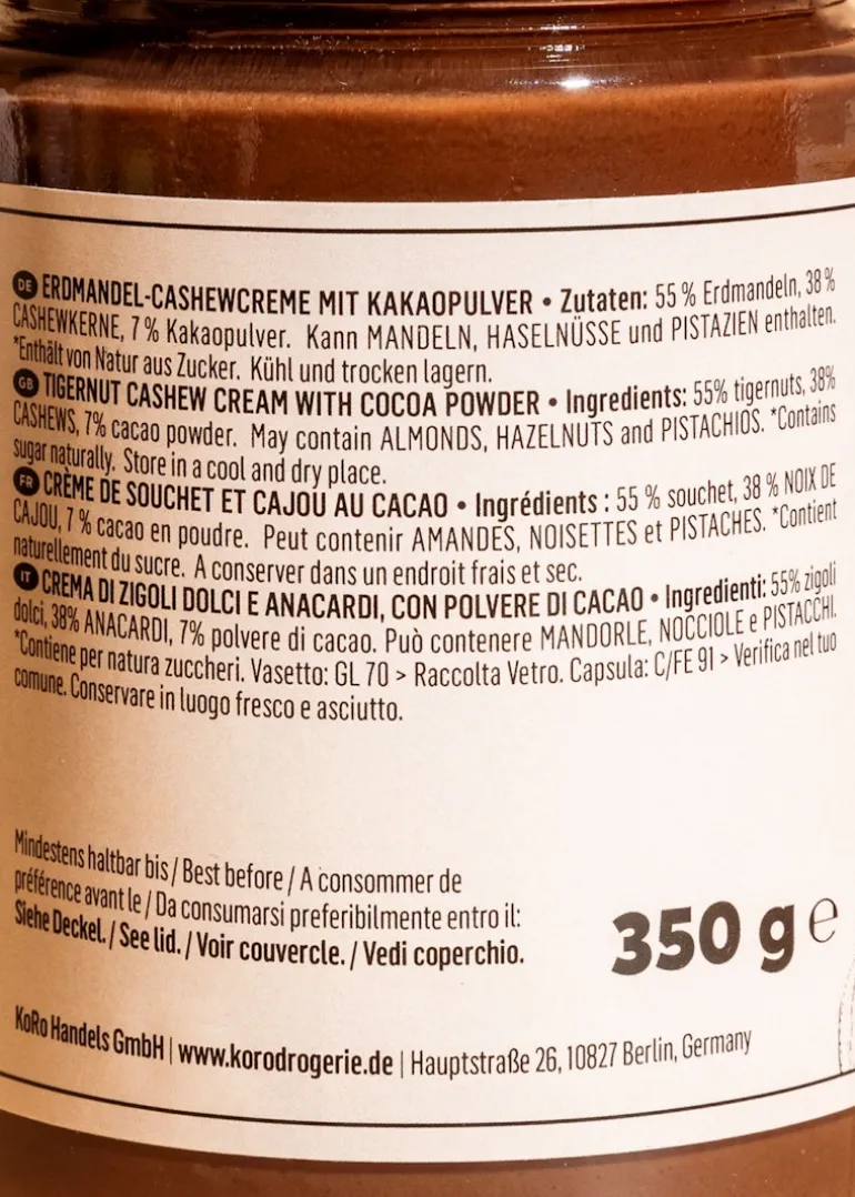 Erdmandelcreme mit Cashew und Kakao 350 g