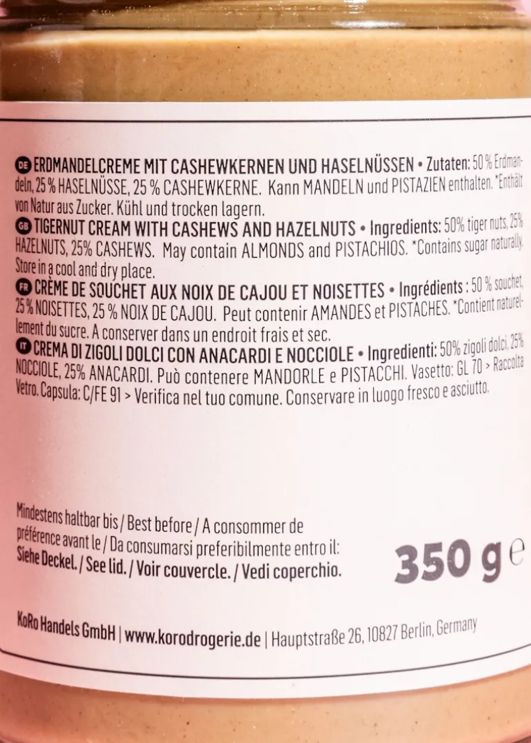 Erdmandelcreme mit Cashew und Haselnüssen 350 g
