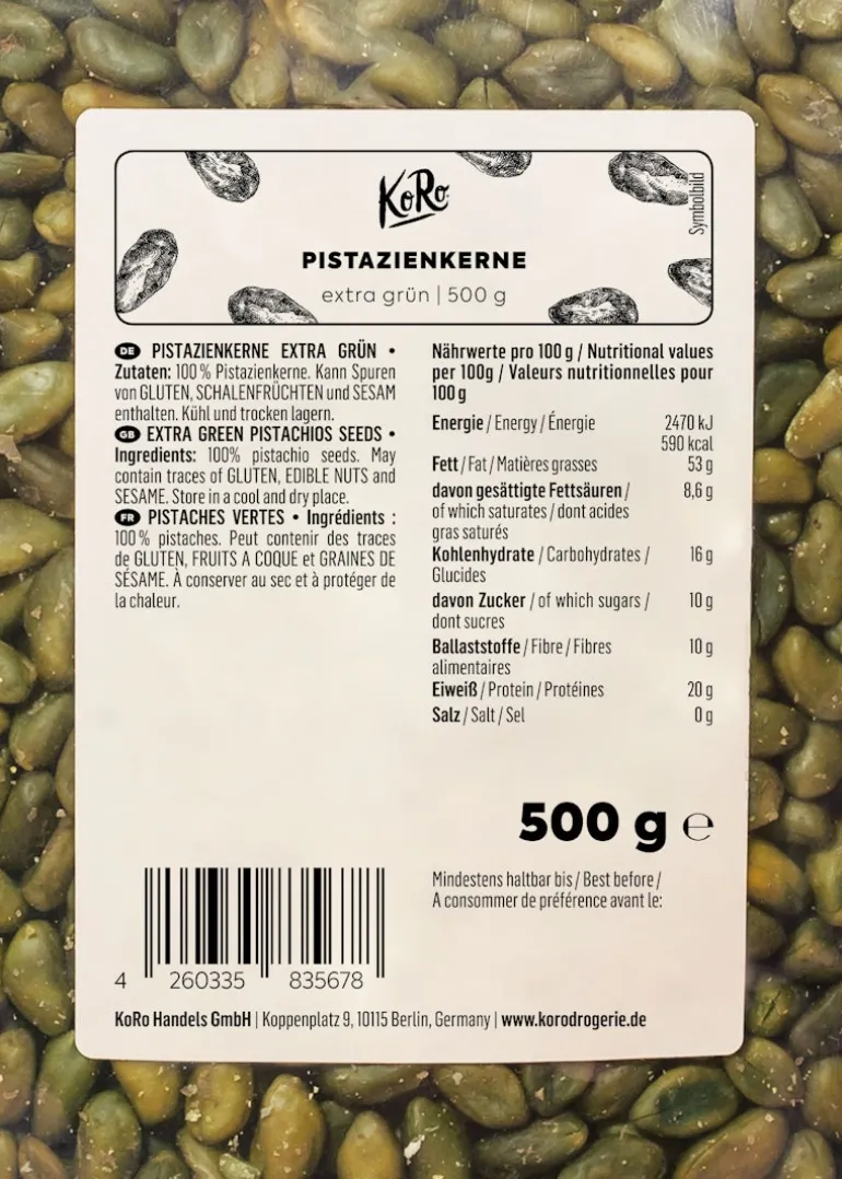 Extra grüne Pistazienkerne 500 g