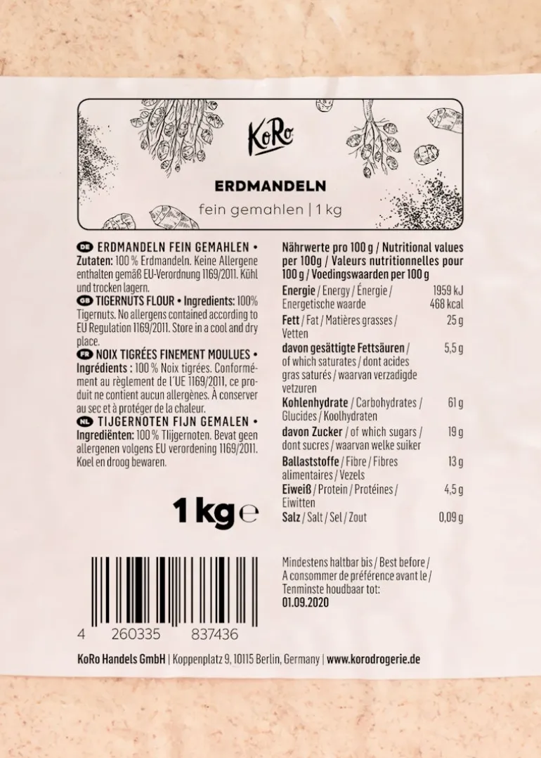 Fein gemahlene Erdmandeln 1 kg