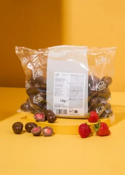Gefriergetrocknete Erdbeeren in Milchschokolade 1 kg