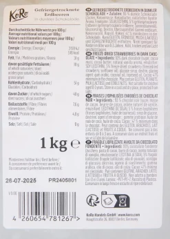 Gefriergetrocknete Erdbeeren in dunkler Schokolade 1 kg