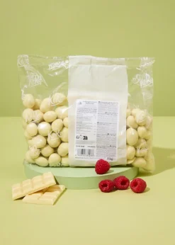 Gefriergetrocknete Himbeeren in weißer Schokolade 1 kg