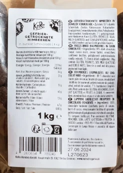 Gefriergetrocknete Himbeeren in dunkler Schokolade 1 kg
