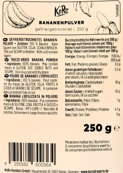 Gefriergetrocknetes Bananenpulver 250 g