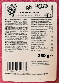 Gefriergetrocknetes Cranberrypulver 250 g