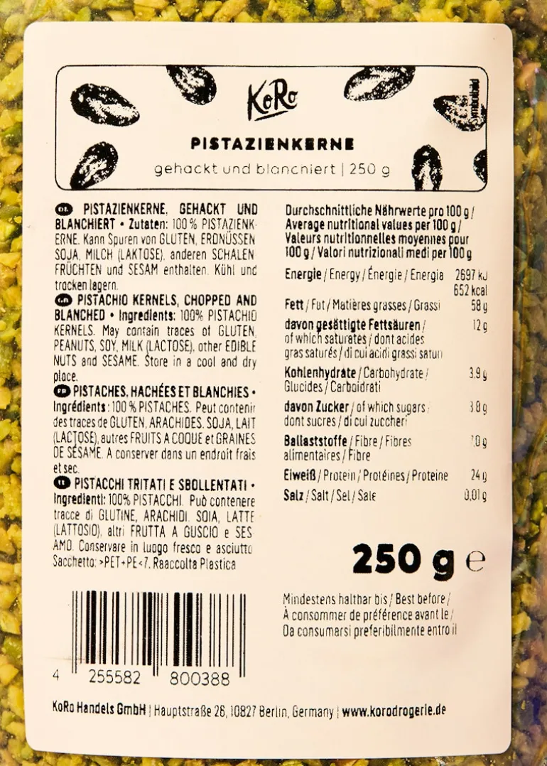 Gehackte blanchierte Pistazienkerne 250 g