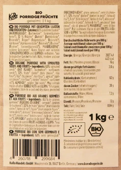 Gekeimtes Bio Porridge Früchte 1 kg