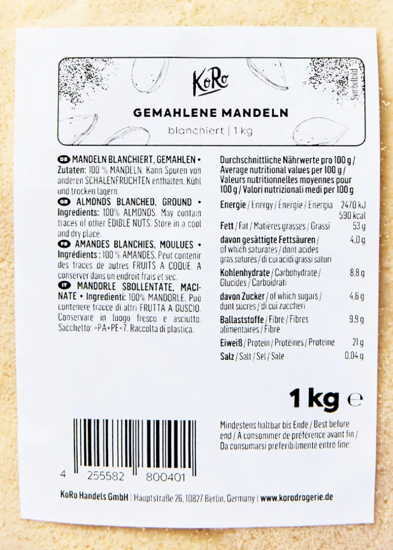 Gemahlene blanchierte Mandeln 1 kg