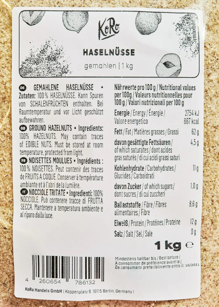 Gemahlene Haselnüsse 1 kg