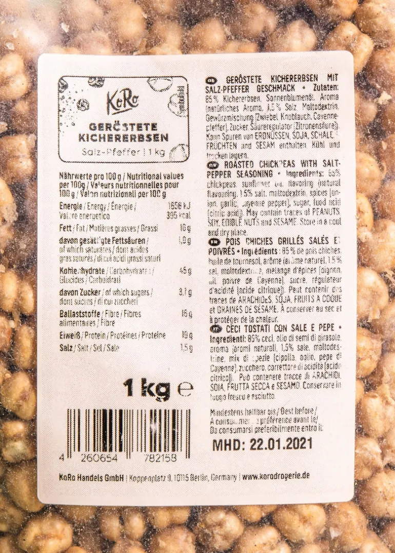 Geröstete Kichererbsen mit Salz und Pfeffer 1 kg