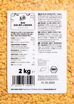 Geteilte gelbe Bio Linsen 2 kg