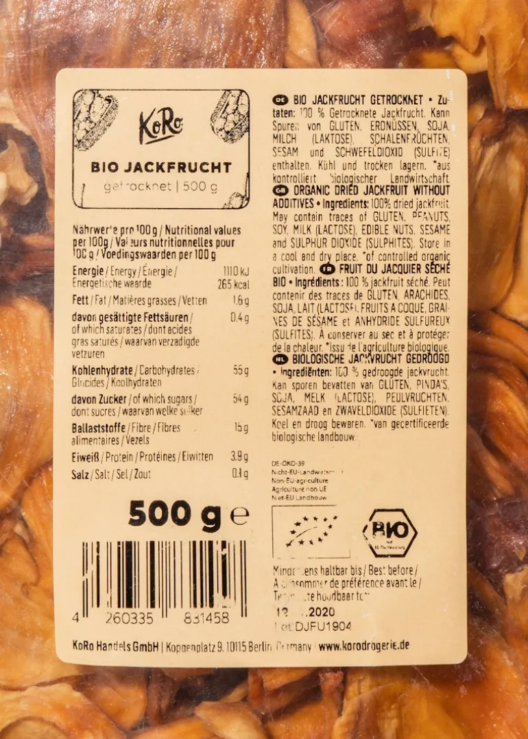 Getrocknete Bio Jackfrucht 500 g