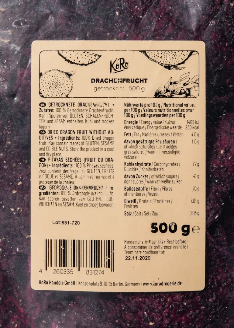 Getrocknete Drachenfrucht 500 g